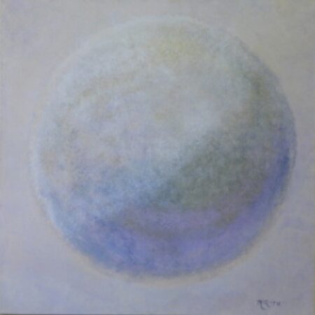 A painting of an orb in the middle of a circle.